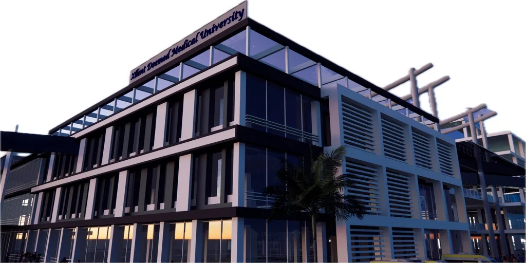Design visualisation of a multi-storey hospital campus elevation